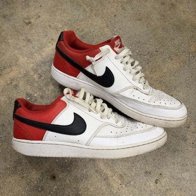 Nike Court Vision Low DH0851-100 Mens 11.5 Sneakers White Red Shoes *STAINS*