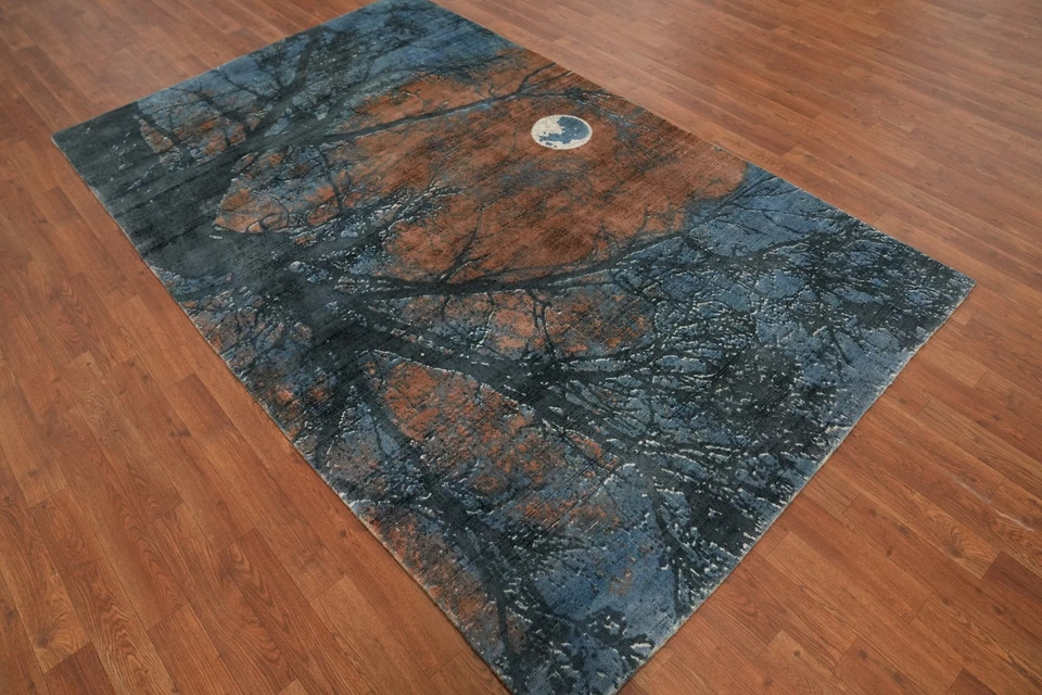 Ковер на часть комнаты с принтом природы современный стиль 5x8 футов восточный ковер ручной вязки - Изображение 4 из 4