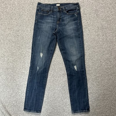 J. Crew Factory Jeans Women s Size 29 Skinny Mid Rise Distressed Style 08410