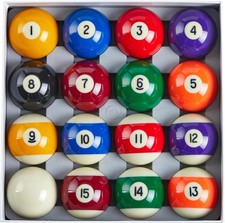 Billiard Pool Ball Set 16 Piece 2 1/4 in Regulation Size Deluxe
