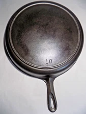 A+ BSR No.10 RedMtn./Tran. FLAT-No Spin Restored Cast Iron Skillet-A+