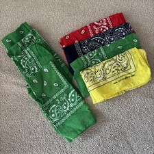 8 Cotton Bandana Lot 20x20 Square Multi Paisley Color Wars Camp Western Headband