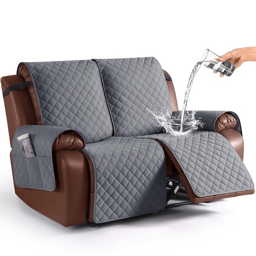 Waterproof Loveseat Recliner Cover, Non-Slip Reclining Couch Covers for 2 Sea...