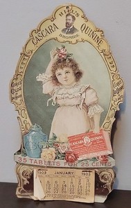 1903 Hill's Cascara Quinine Bromide Calendar Quack Medicine Advertising Antique
