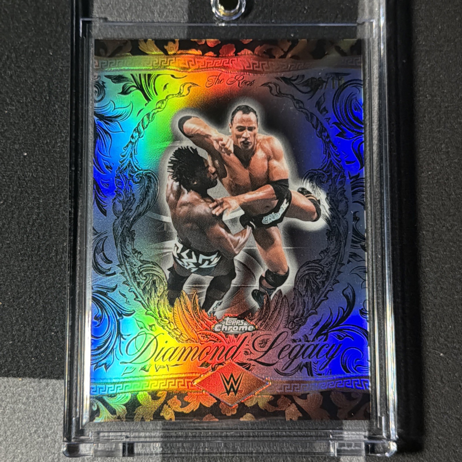 2026 Topps Chrome WWE THE ROCK Diamond Legacy SSP RARE BLACK REFRACTOR #9/10