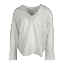 Sandro Paris Blouse Top Cotton Embroidered Sleeveless White Size 1 (S) New