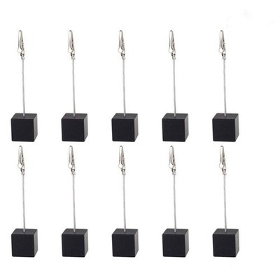 10pcs Table Number Holder Name Place Card Memo Clip Stand Black