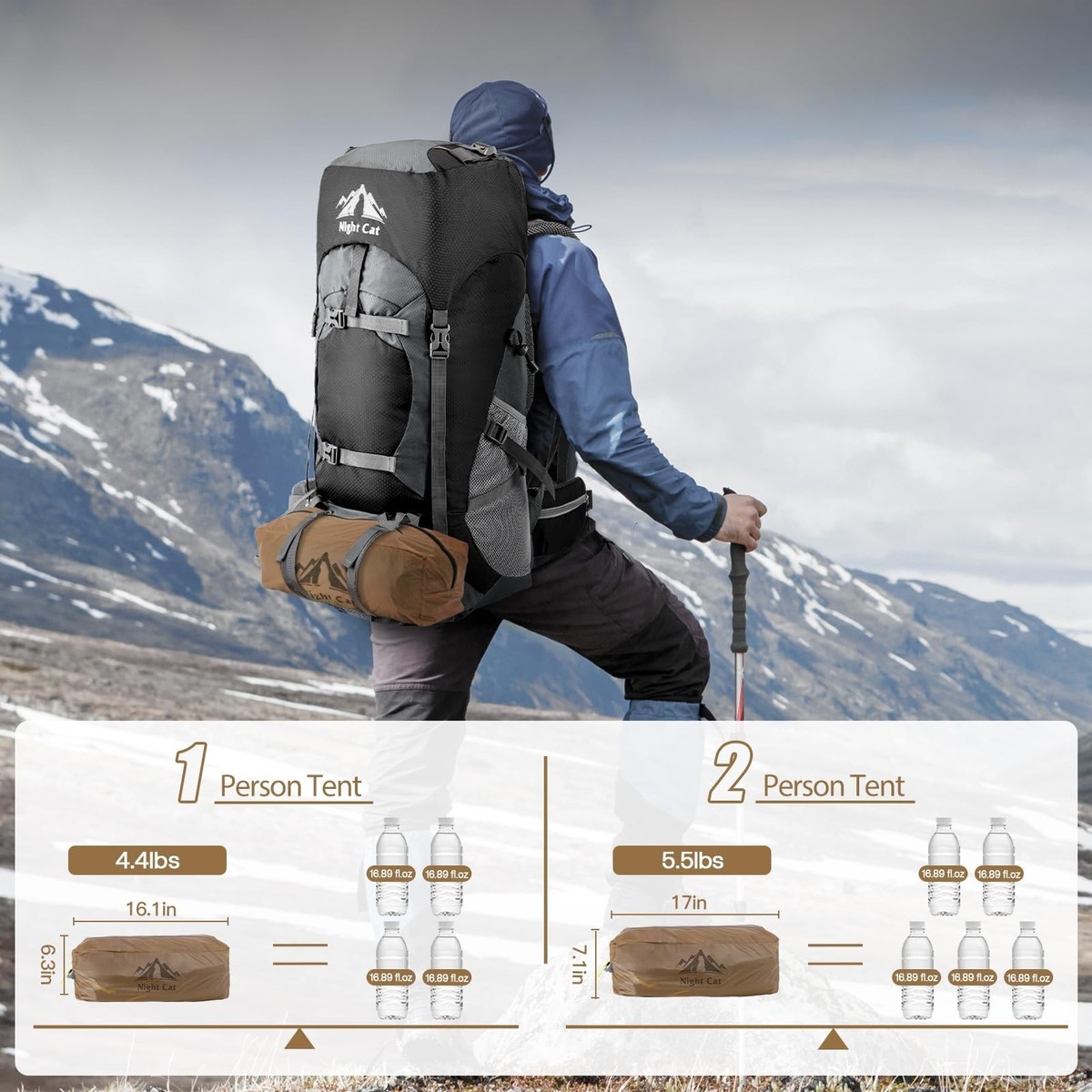 【Night Cat　soloバックパックテント アルミポール 新品未使用 Night Cat Ultralight Backpacking Tent: Waterproof Lightweight Two