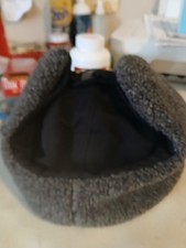Black Winter Trapper Hat Cap Adult Mens Adjustable Strap Earflap Size Large-Xl
