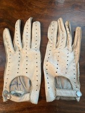 Vintage Genuine Leather Driving Women  s Driving Gloves Snap Pearl Button 7.5