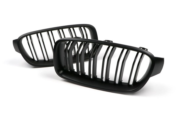 BMW 3Er F30 Front Nieren Grill Set Matt Schwarz Twin Bar M3 Look 12-18-image