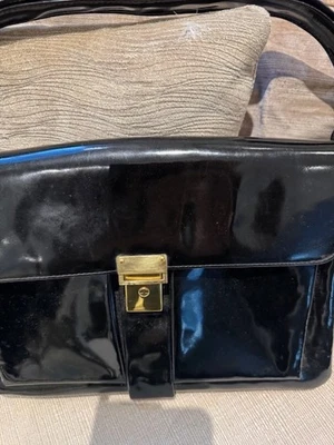 HARRODS own Vintage black patent handbag - Image 1 of 4