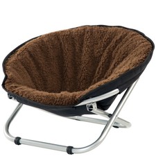 Folding Pet Cozy Chair - Portable Round Fold Out Elevated Cat Bed - Brown Fle...