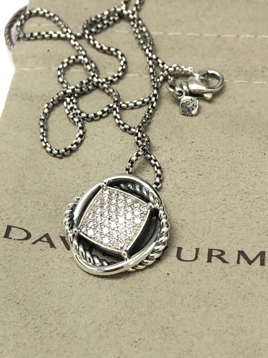 David Yurman Sterling Silver Infinity Pave Diamond 14mm Pendant