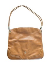 Pierre Cardin Brown Leather Shoulder Bag Vintage With Leather Strap Gold Accents