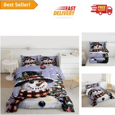 Festive 3-Piece Kids Christmas Comforter Set - Soft and Cute Snowman Design