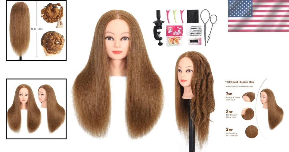 Flecht Schaufensterpuppe Kopf 100% Echthaar mit gratis Klemme - Bild 2 von 4