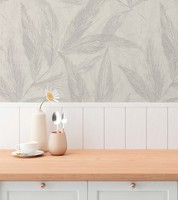 Vliestapete BläTter Floral Skandinavisch Grau Silber Metallic 79096-4 (2,91€/1Qm