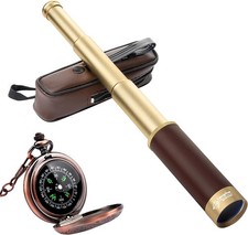 Retro Pirate Telescope 25x30 Spyglass Portable Collapsible Handheld Telescope...