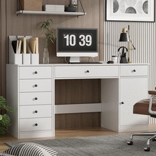 Office Desk and 5-Drawer Cabinet Set Height-Matched 31.5" Wooden Home Furniture