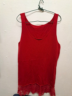 Elegant Damen Basic Trägershirt rot Gr. L/XL mit Spitze