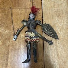 Antico cavaliere vintage italiano siciliano pupazzo burattino armatura metallo alto 10"
