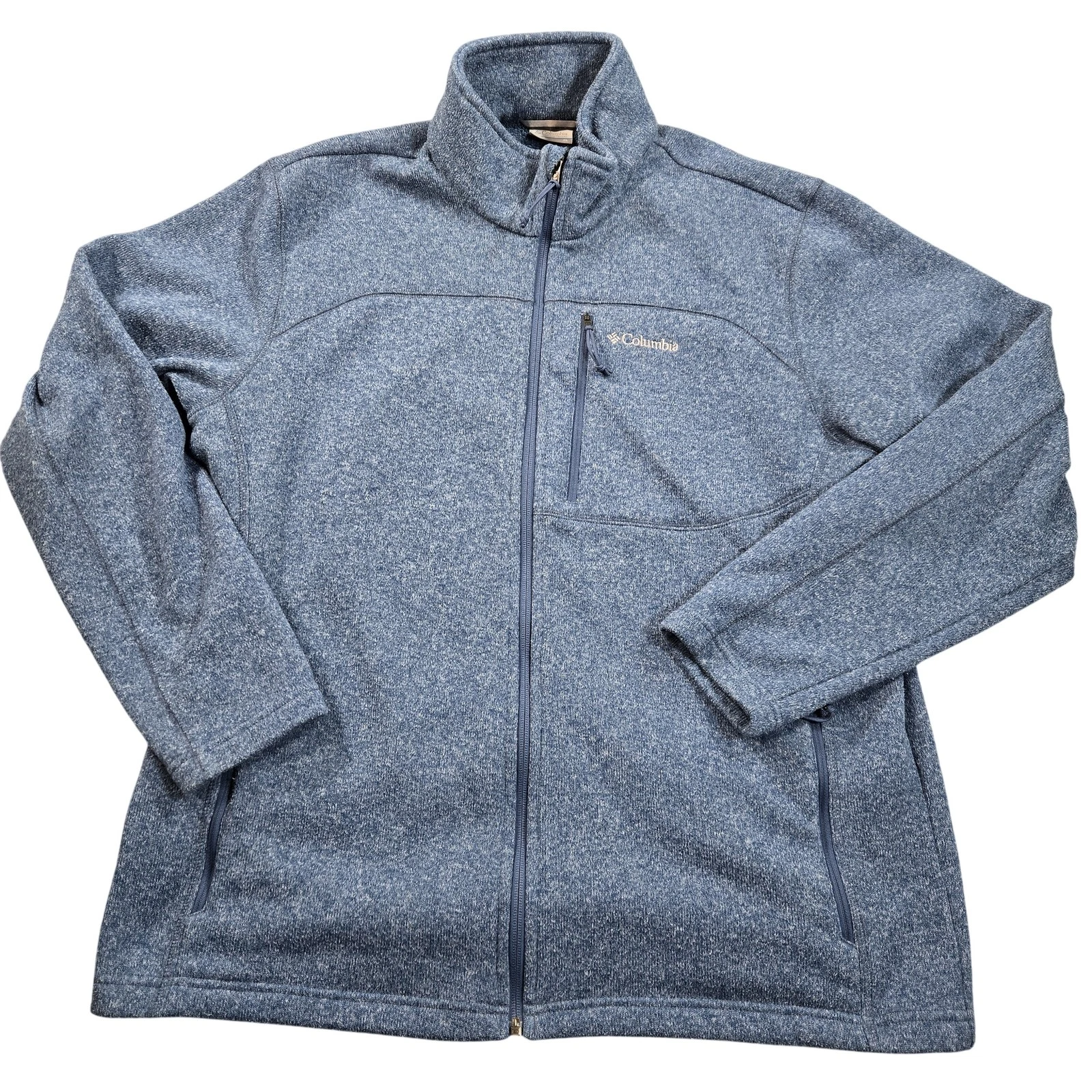 Columbia Jacket Mens XL Blue Fleece Full Zip Stand Collar Pockets Warm XM0533