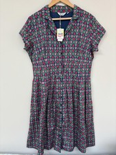 NWT SeaSalt Cornwall Lottie Dress Tulips Marine UK 16