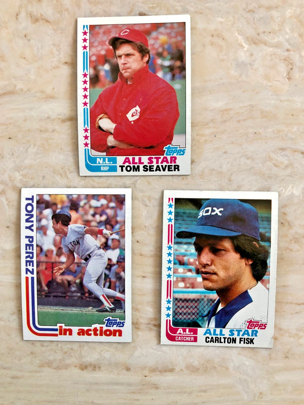1982 Topps Baseball, Lot Of 3 HOF's, Seaver(346),Fisk(554)Perez(256) See Descrip
