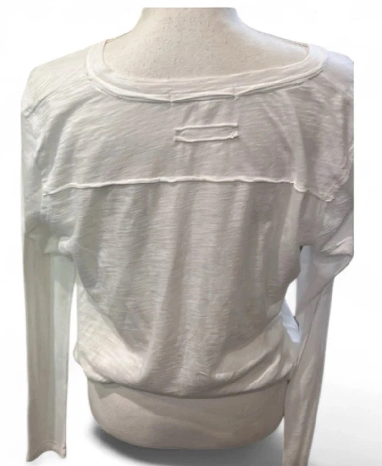 Camiseta Free People We The Free Betty Manga Larga Burnout Algodón Blanco Talla XL Nueva sin Etiquetas Foto 3 de 4