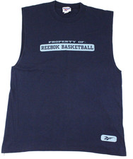 Reebok Basketball Shirt Men's Sz L Blue Sleeveless Made in USA Vintage