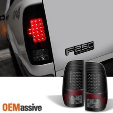 Fit 97-03 F150 99-07 F250/350/450/550 Styleside Blk Smoked LED Tail Brake Lights