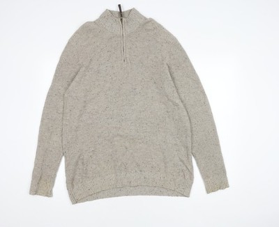 Mantaray Herren Pullover Pulli beige, L, hochgeschlossen, 1/2 Reißverschluss