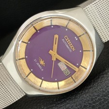 VINTAGE CITIZEN AUTOMATIC JAPAN MENS PURPLE COLOR DIAL WATCH 8200 MOVTa708483-1
