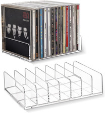 Acrylic CD Storage Rack 2 Pack Holds 28 Jewel Cases Media Organizer Shelf for