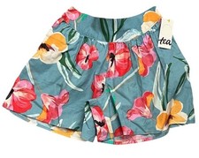 NWT Tea Collection Blue Hibiscus Culotte Shorts Painterly Girls Size 7 New