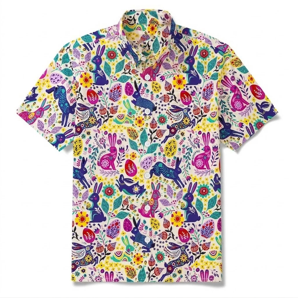 Men's Easter Bunny Floral Hawaiian Shirt Short Sleeve Summer Aloha
Opens in a new window or tab