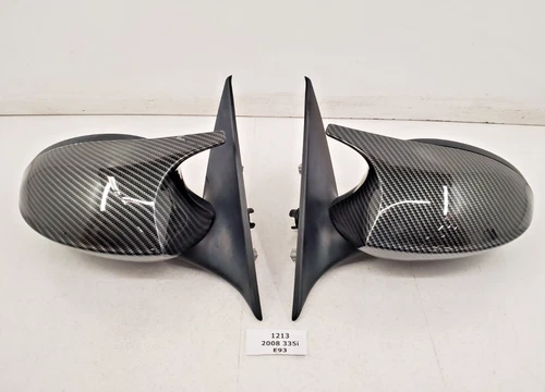 ✅ OEM BMW E93 335 Left Right Heated Mirror Black Carbon Cover SET NOTE*