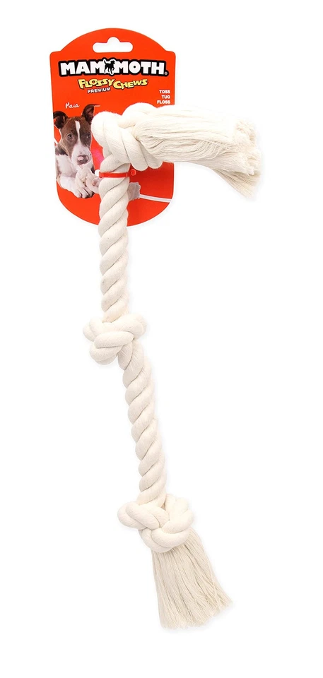 Mammoth Pet Products Mediano 20 Pulgadas Blanco Algodón Cuerda Tirador Perro Juguete para Jugar Foto 2 de 3