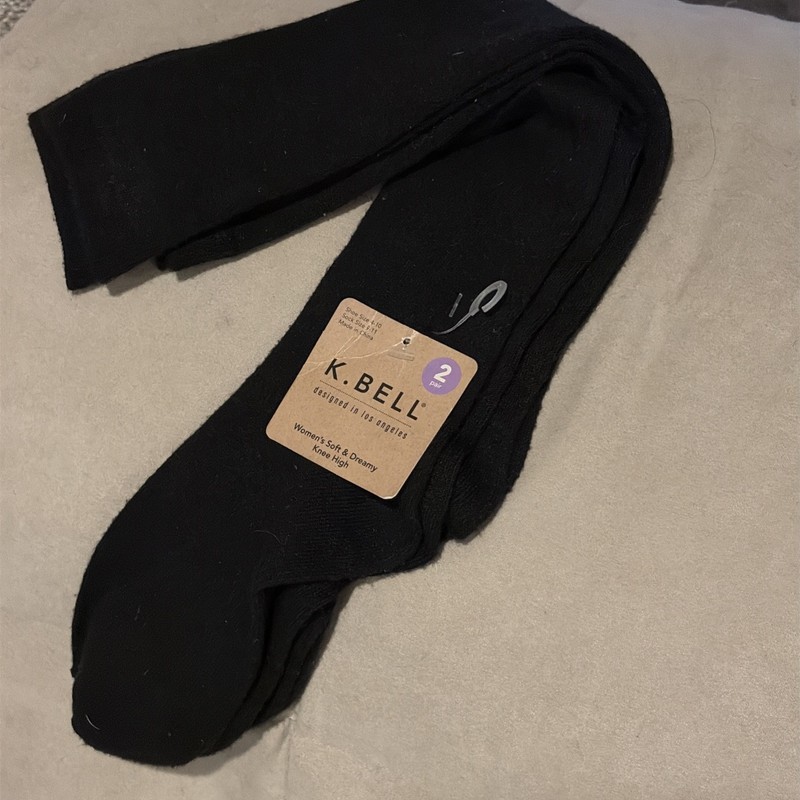 K.Bell Women’s Black Soft & Dreamy Knee High Socks 2 Pair NWT
