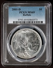 2001-D BUFFALO PCGS MS69 Silver Commemorative Dollar $1 MS69