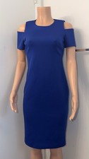 Calvin Klein Blue King Scuba Crepe Cold Shoulder Party Dress