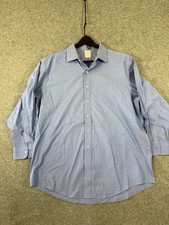 Brooks Brothers Dress Shirts Mens 17 1/2-33 Blue Stretch Madison Fit Non-Iron