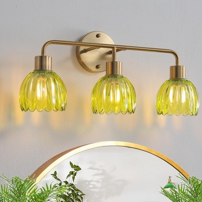 Vivihobb 3-Light Gold Brass Bathroom Light Fixturewall Sconcesbrushed Gold
