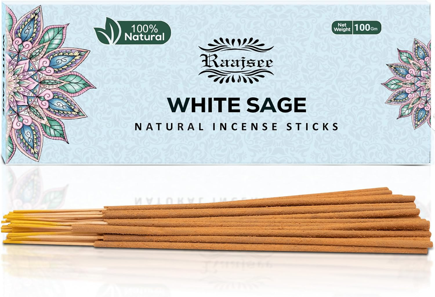 White Sage Incense Sticks, 100%-Natural Charcoal Free Organic Non Toxic Clean B