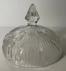 REPLACEMENT LID Jeanette Iris and Herringbone Clear Glass Round 4-3/8”