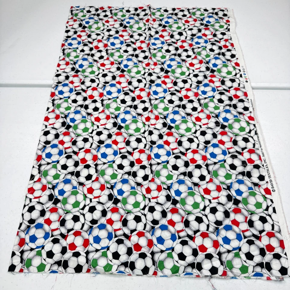 david textiles Fabric soccer ball multicolor sports quilting cotton 44x34 1 yard - Image 2 of 4