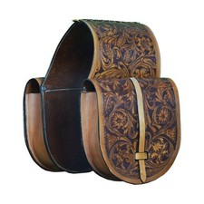 Fully Tooled Leather Western Horse Saddle Bag