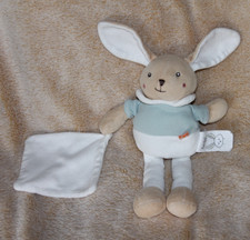 Doudou Peluche BABYNAT Lapin Bio Blanc Bleu Mouchoir TBE - jamais utilisé