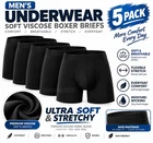 5-Pack Men's Boxer Briefs Soft Cotton Stretch Trunks Breathable Underwear Black